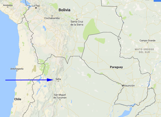 map showing salta