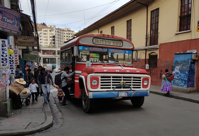 an old Ford microbus in La Paz