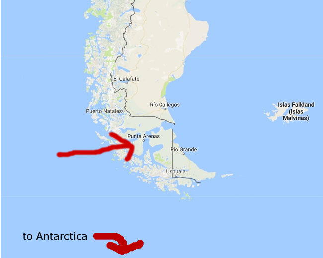 punta arenas on the map