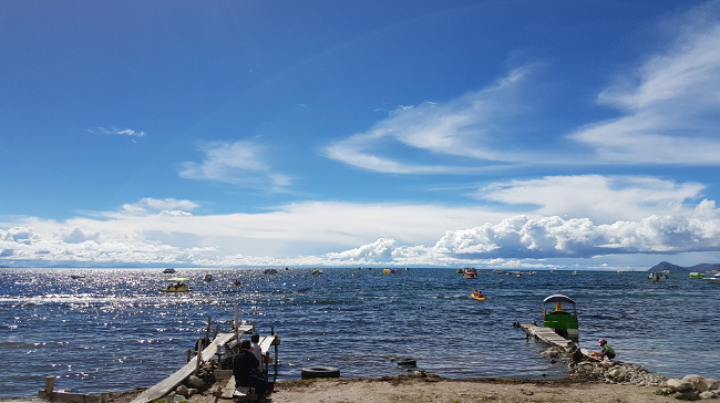 view of lake titicaca from copacabana